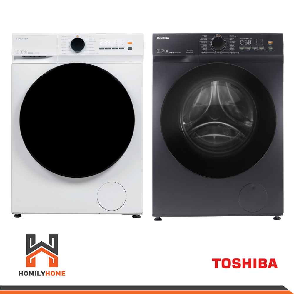 TOSHIBA เครื่องซักผ้าฝาหน้า 7KG. TW-T21BU80UWT เครื่องซักผ้า อบผ้าฝาหน้า TWD-T21BU115UWT(MG) 10.5/7K