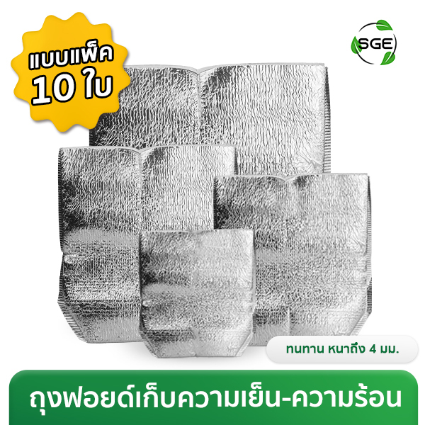ถุงฟอยล์เก็บความเย็น ความร้อน รุ่น B5D แบบอลูมิเนียมฟอยล์ (เเพ็ค 10 ชิ้น)