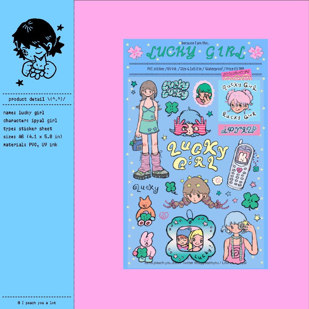 lucky girl / sticker sheet / size A6