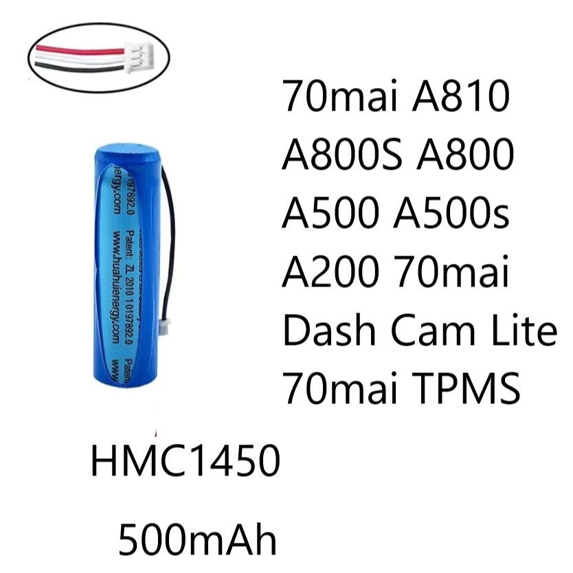 500mAh แบตเตอรี่กล้องติดรถยนต์  70mai A810 A800S A800 A500 A500s A200 70mai Dash Cam Lite 70mai