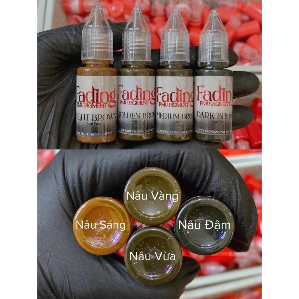 สีสักคิ้วfadingสีติดไวล็อคแล้วเห็นสีทันที 90% ของแท้จากเวียดนาม