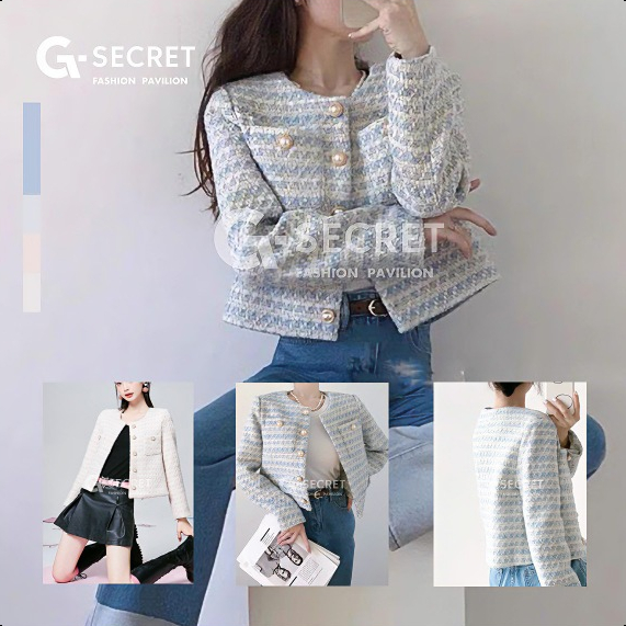 พร้อมส่ง เสื้อคลุมทวีตแขนยาวใส่ออกงาน เสื้อทวีตสีหวานให้ลุคสาวเกา Clothing Women