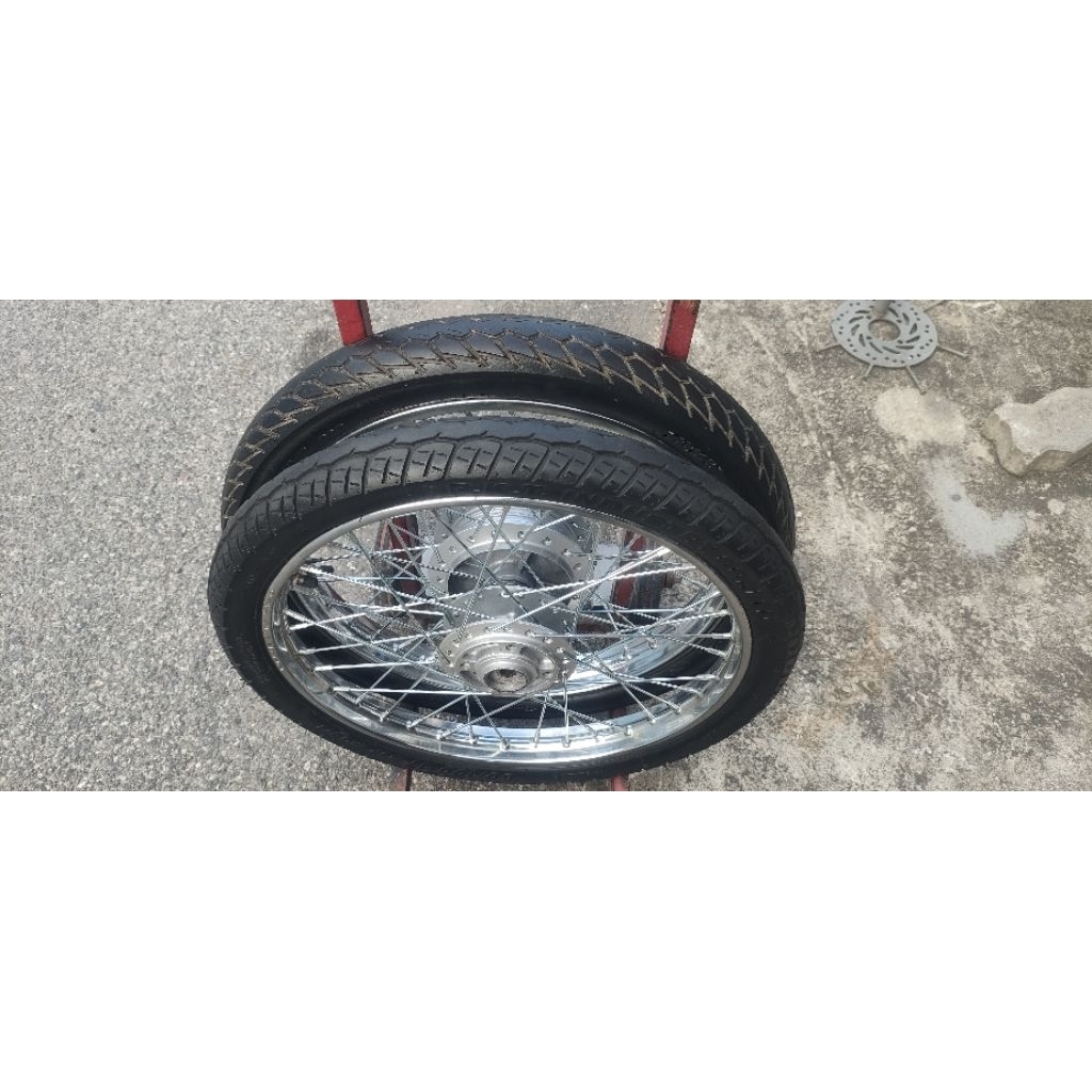 ชุดล้อเดิม Wave100Ubox 100S Wave125บังลม 125R 125X ไมล์สาย (จานดิสหลุม4รู)มือสองล้อหน้า+ล้อหลังพร้อม