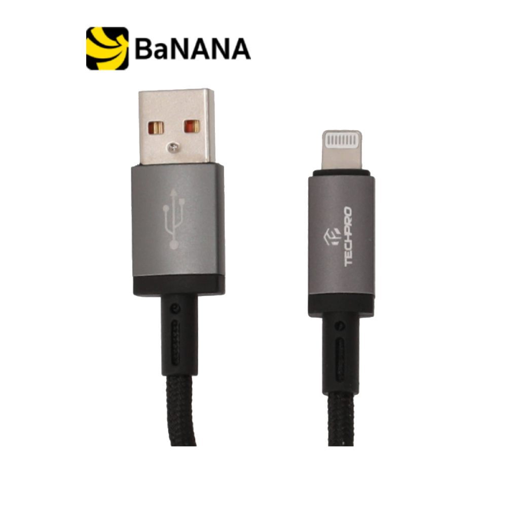 สายชาร์จ TECHPRO USB-A to Lightning Cable 2.4A Fast Charge 1M. Titanlink Black (TP-C07) by Banana IT