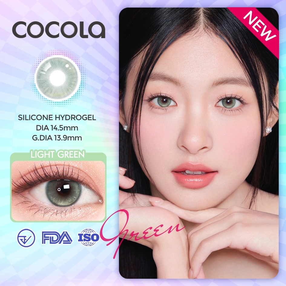 【New Year】 คอนแทคเลนส์ Green ลนส์เขียวมิวส์สไตล์ บิ๊กอาย 0-450 6เดือน ลายฮิต สุดปังในเกาหลี COCOLA,HJ67-2