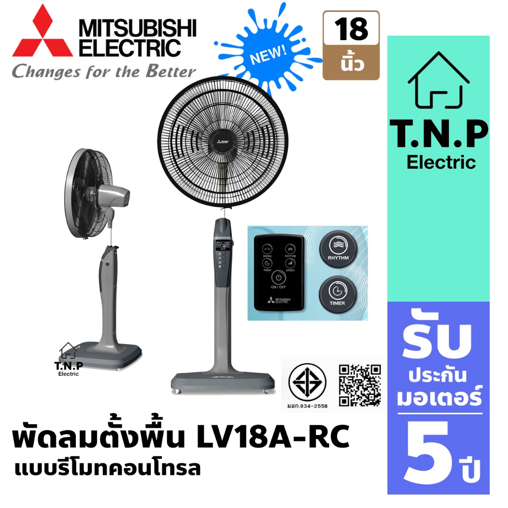 รุ่นใหม่ 2025พัดลมตั้งพื้น LV18A-RC แบบรีโมทคอนโทรล ดีไซน์ใหม่ ลมแรงยิ่งขึ้น ด้วยหน้ากากดีไซน์ Flat 