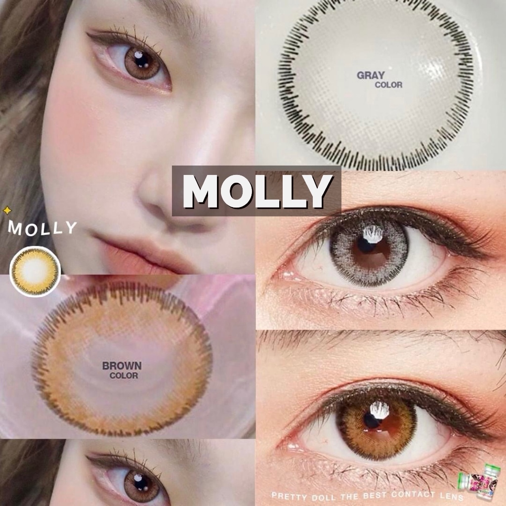 (COD)คอนแทคเลนส์ Contactlens ธรรมชาติCreamy สายตา+ปกติPrettydoll 00ถึง -6.00 เลนส์นิ่มใส่สบายแถมตลับ
