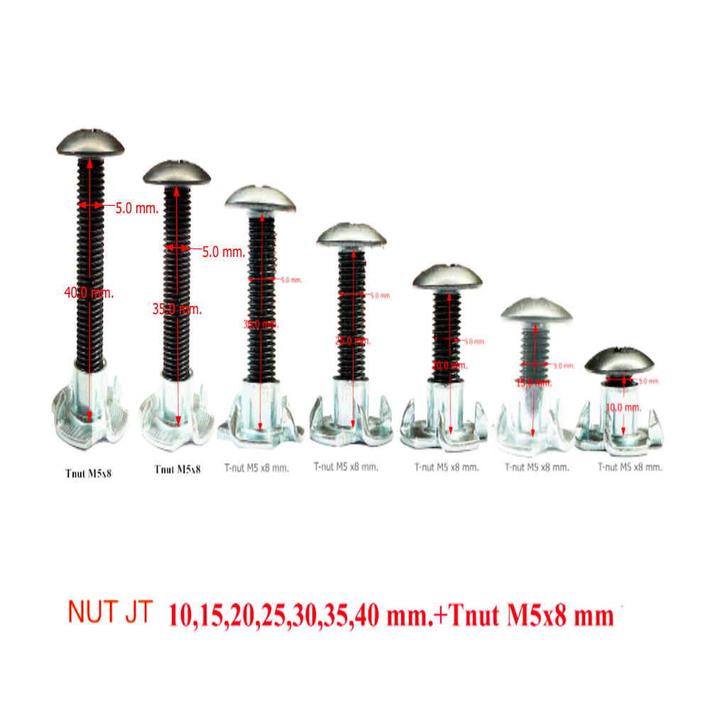 น๊อตดำ JMT(หัวร่ม)  M5x10,15,20,25,30,35,40,45,50 mm.+ทีนัทM5x8 mm.น๊อตยึดลำโพง สกรูดำ น๊อตยึดอุปกรณ์ หัวร่มแฉกดำ