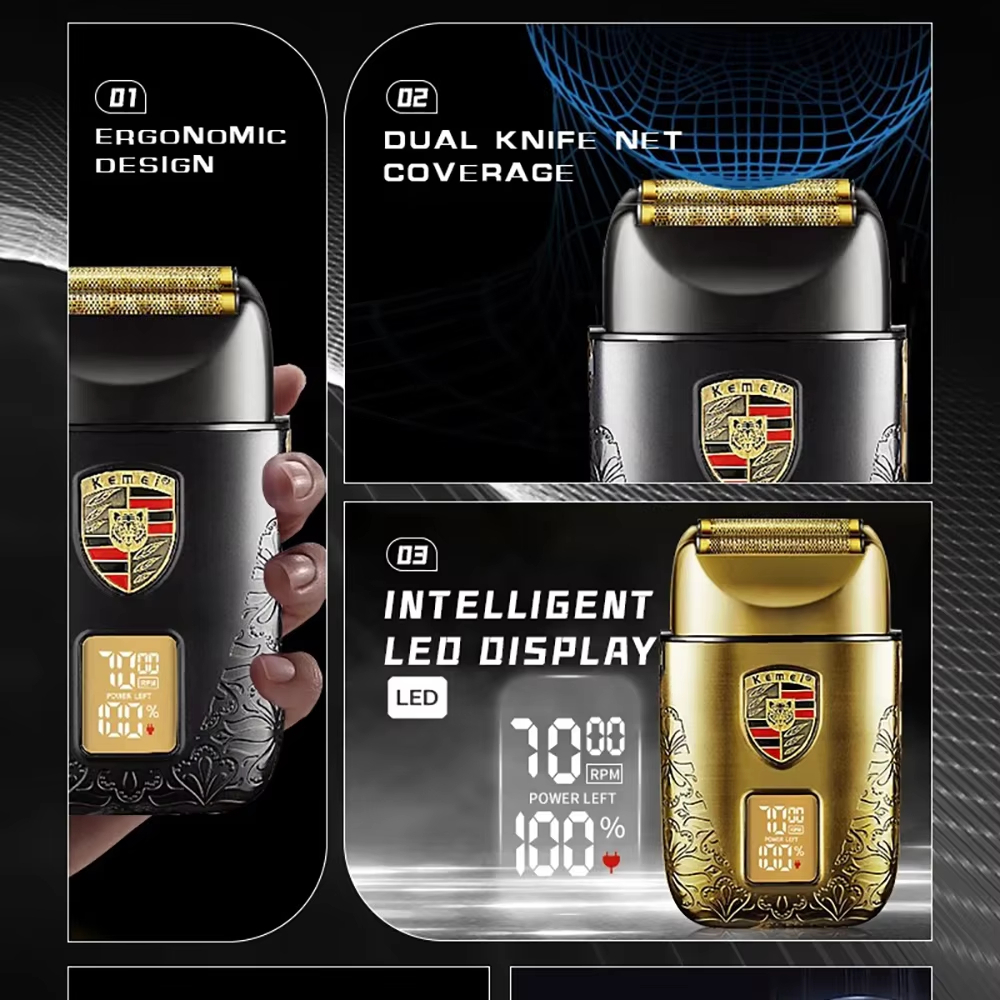 แบตตาเลี่ยนไฟฟ้า kemei KM-T93 กันน้ำได้ โกนหนวดตัดแต่งทรงผม ที่ตัดผมไร้สาย เสียงเงียบ (พร้อมส่งจากไทย) - รูปที่ 2