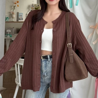 เสื้อคลุมคาดิแกนทรงคอกลมโอเวอร์ไซส์ รุ่น SLICK