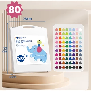 Enmy ปากกาเมจิก 2 หัว🎨 24/36/48/80 สี ปากกาเมจิกอะคริลิก Enmy กันน้ำ เขียนได้บนทุกพื้นผิว อุปกรณ์ศิลปะ เครื่องเขียน