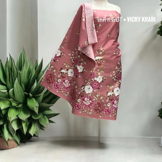 ผ้าปาเต๊ะพิมพ์ทอง ลายดอกกิโมโน ขนาด 2 เมตร | Cotton 100% ผ้านุ่ม พรีเมียม ทิ้งตัวดี