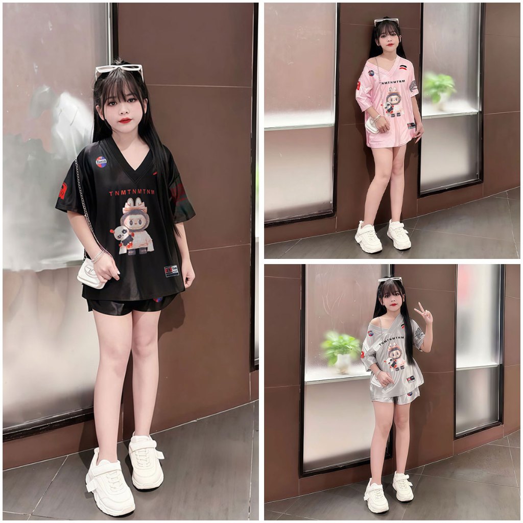 Beryl kids🌸ชุดสูทเด็กผู้หญิง🎀ชุดเซ็ทเด็กสาวฤดูร้อน เสื้อยืดแขนสั้นพิมพ์ลายน่ารักและกางเกงขาสั้น ลําลองใส่สบาย สีสันสดใส