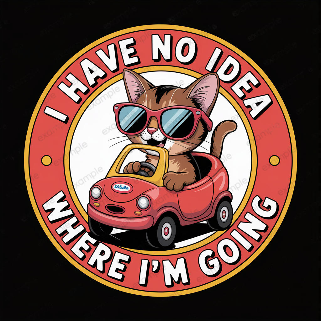 สติ๊กเกอร์ติดรถยนต์ ป้ายแม่เหล็กติดรถ ป้ายดูดกระจก แต่งรถ แมว cat i have no idea drive อะบิสซิเนียน 