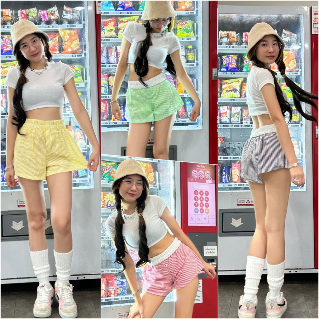 Candy Short Pants🍬 กางเกงขาสั้น พับขอบสีขาว สีลูกกวาดสดใส