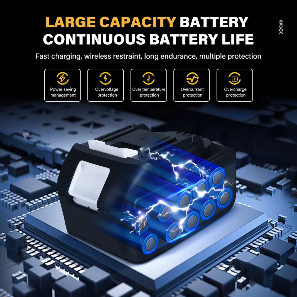 เลื่อยไฟฟ้า 12 นิ้ว มอเตอร์ไร้แปรงถ่าน 1900W วัตต์ เลื่อยโซ่ แบตเตอรี่ลิเธียมไอออนแบบชาร์จไฟได้ เครื่องมืองานไม้สำหรับ - รูปที่ 3