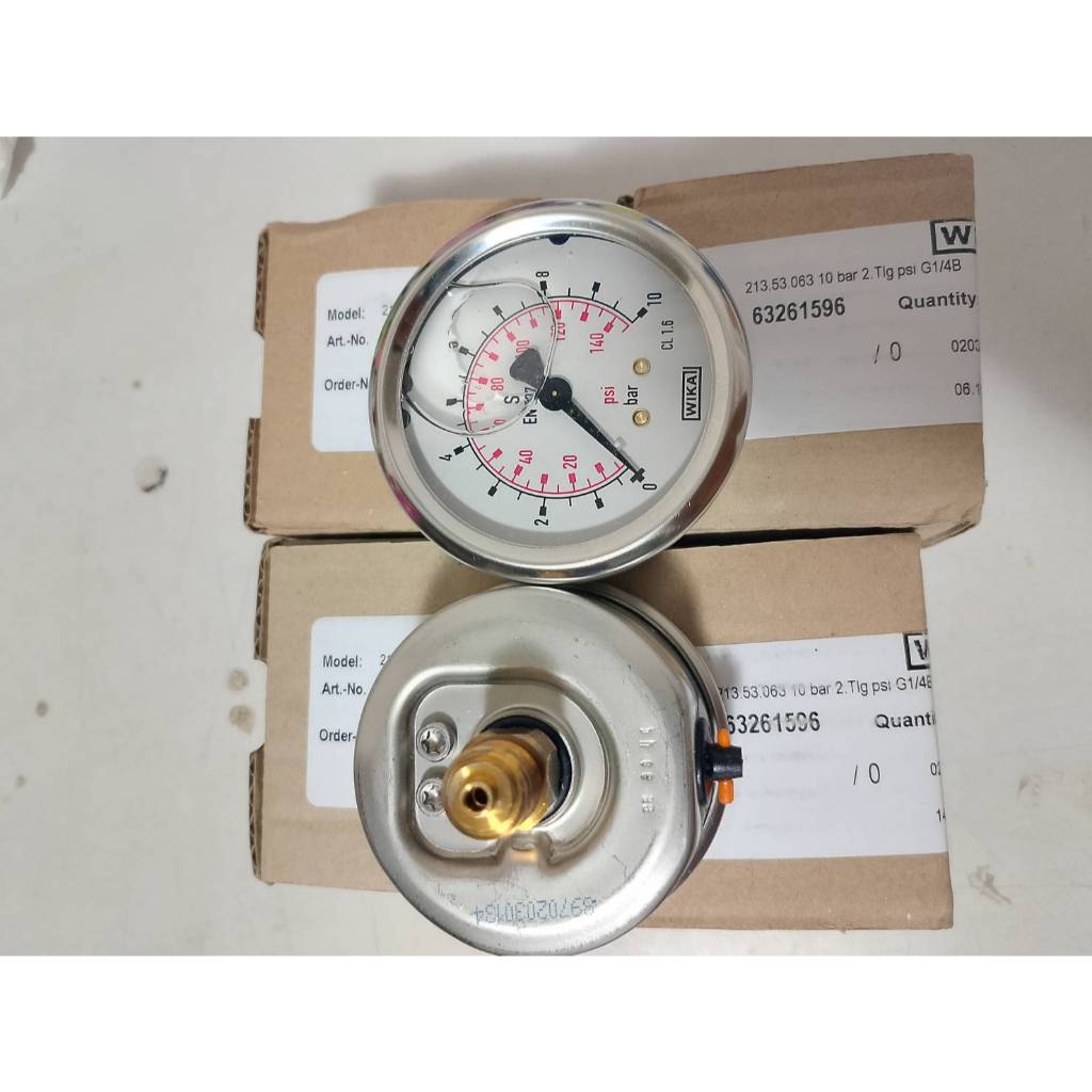 WIKA : Glycerin Pressure Gauge 63 mm.port 1/4G ,0-10 Bar ,back entry