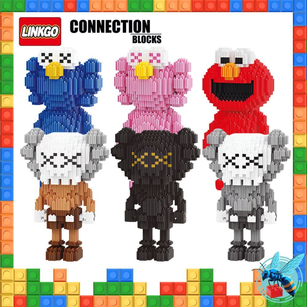 ตัวต่อนาโนของสะสม คอวส์ แบบเฟือง ตัวใหญ่ Linkgo KAWS X Sesame Street Nanoblock