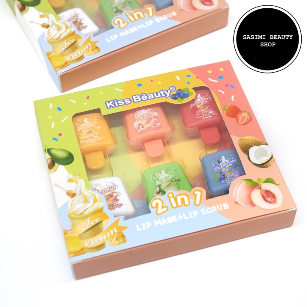 Kiss Beauty 2IN1 Lip Mask & Lip Scrub เซตลิปมาส์ก บำรุงริมฝีปาก ให้ดูสุขภาพดี no.95033
