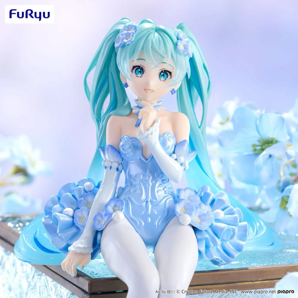 HATSUNE MIKU NOODLE STOPPER PVC STATUE FLOWER FAIRY NEMOPHILA PAIL BLUE COLOR VER. 15CM