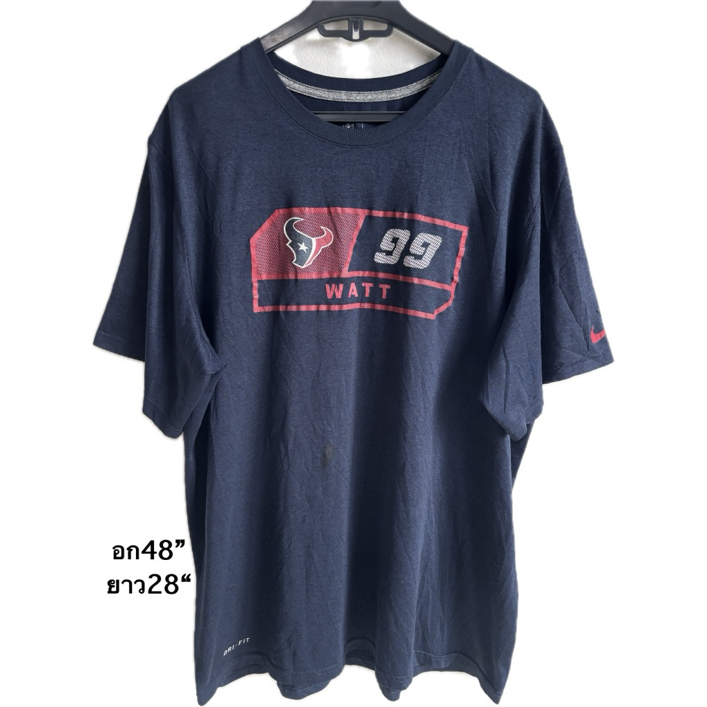ยส57 มือสอง  ตำหนิตามภาพ มีรู เยอะ ลดราคา Houston Texans JJ Watt 99 เสื้อยืดผู้ชายขนาดใหญ่สีน้ําเงิน
