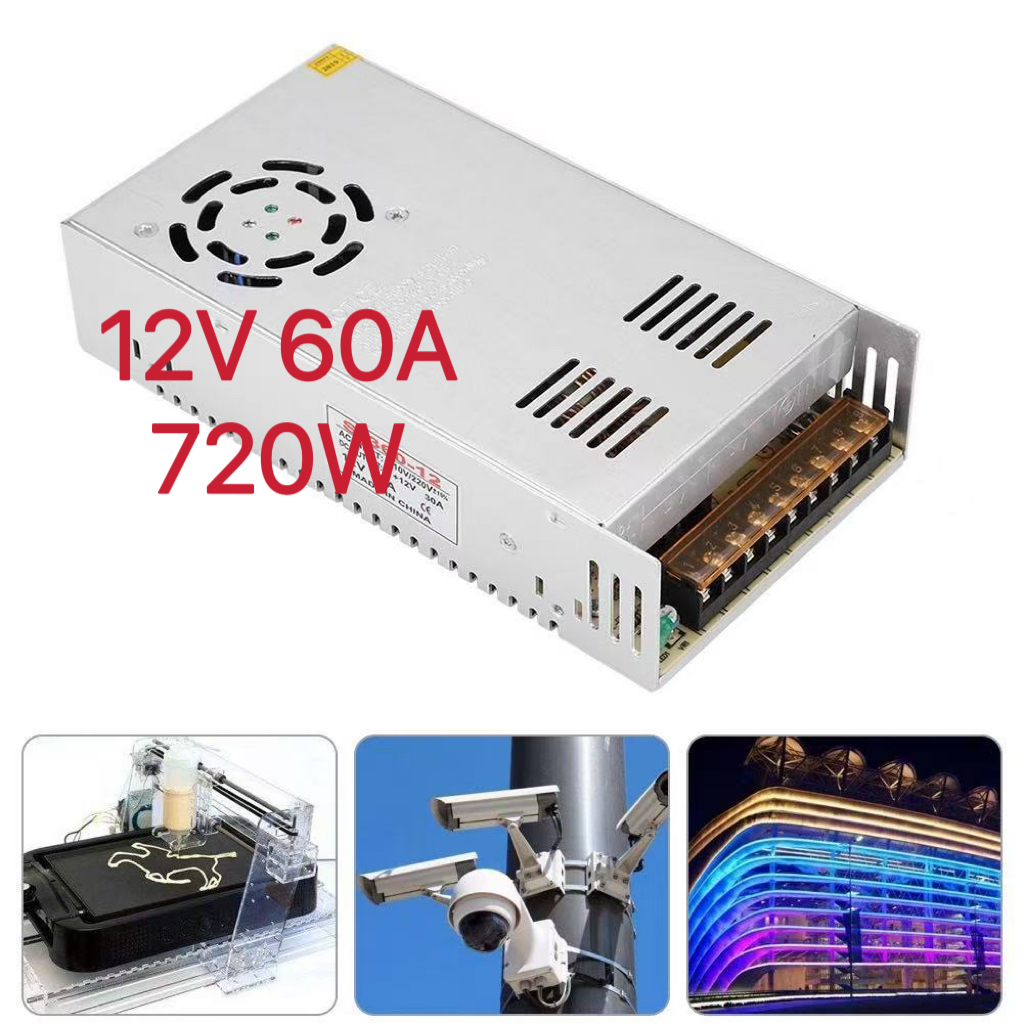 หม้อแปลงไฟฟ้า 220VAC 12VDC 50A 600W 9ช่อง POWER SUPPLY SWITCHING 12V 50A 60A 600W 720W