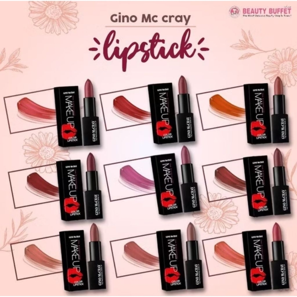 ลิปสติกเนื้อครีมแมทเนียนนุ่มดุจกำมะหยี่ เม็ดสีชัด Beauty Buffet Gino Mccray The Professional Make Up Color Lipstick.