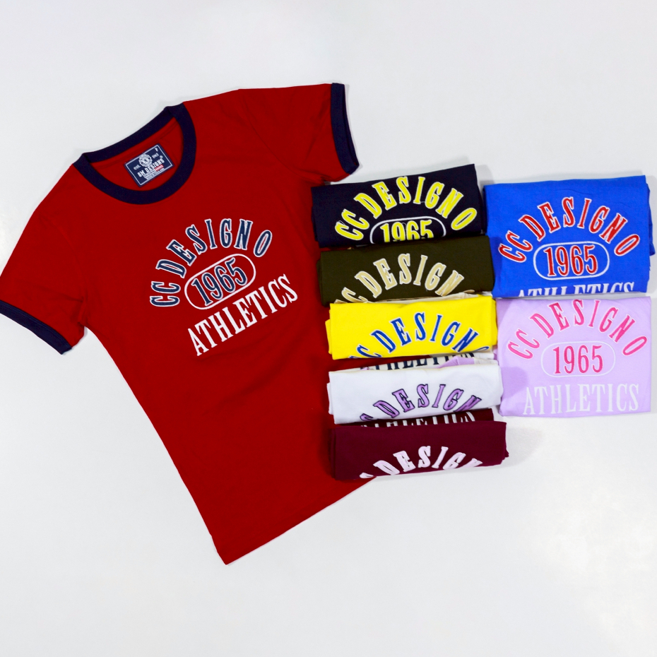 GM DESIGNS เสื้อยืดคอกลมหญิง(เข้ารูป) งานปัก เสื้อยืดผ้าคอตตอน GM-3033/3