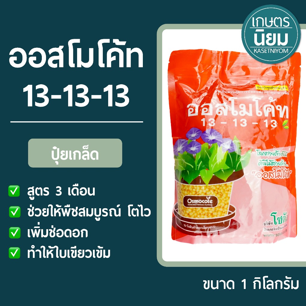 ปุ๋ยเกล็ด ออสโมโค้ท (ปุ๋ยเคมีสูตร 13-13-13) 1 กิโลกรัม