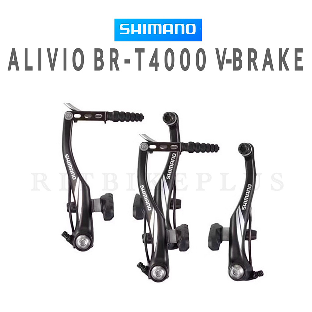 ก้ามเบรคจักรยาน SHIMANO รุ่น  ALIVIO BR-T4000 V-Brake สีดำ หน้า-หลัง พร้อมอุปกรณ์ข้องอ ลูกยางครบ