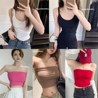 /YY/ เกาะอกและสายเดี่ยว สาวอวบ มีไซส์อก34-50 มีบราในตัว ผ้ายืดตามตัว ใส่ซับใน หรือใส่เดี่ยว #เสื้อไซส์ใหญ่ พลัสไซส์