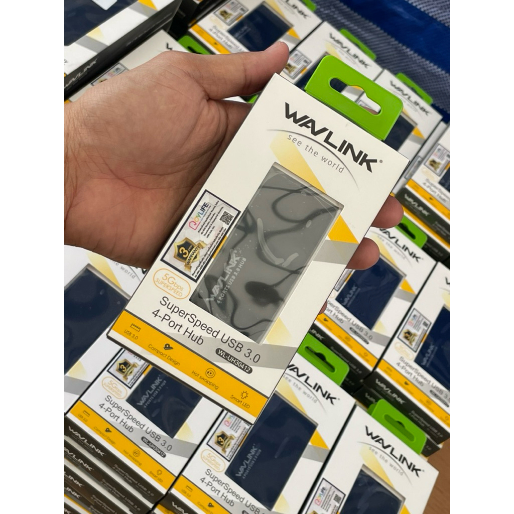 Wavlink USB Hub 3.0 จำนวน 4 ช่อง รองรับความเร็วสูง 5Gbps มีไฟ LED รุ่น WL-UH30412