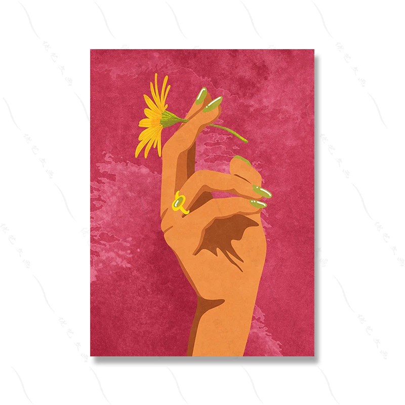 (พร้อมส่งจากไทย ภาพรวมกรอบ)ภาพผู้หญิง บุหรี่ดอกไม้ เปลือยกาย นามธรรม ตกแต่งห้องนั่งเล่น - รูปที่ 4