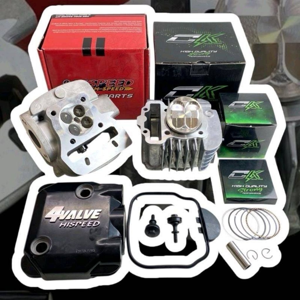 ชุด4วาล์ว Wave110iปี2009-2020 เสื้อสูบพร้อมลูกCK ฝาสูบ4วาล์ว ไฮสปีด ขนาด53,54,56,57,58