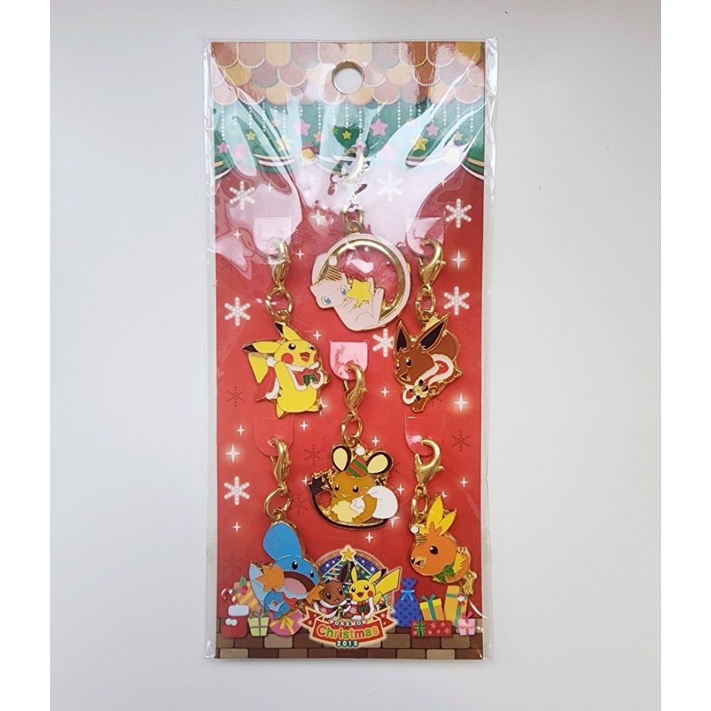 POKEMON Metal Charm ชาร์มโปเกม่อนลิขสิทธิ์แท้ จากญี่ปุ่น 2015 Pikachu Mew Eeevee Mudkip Christmas