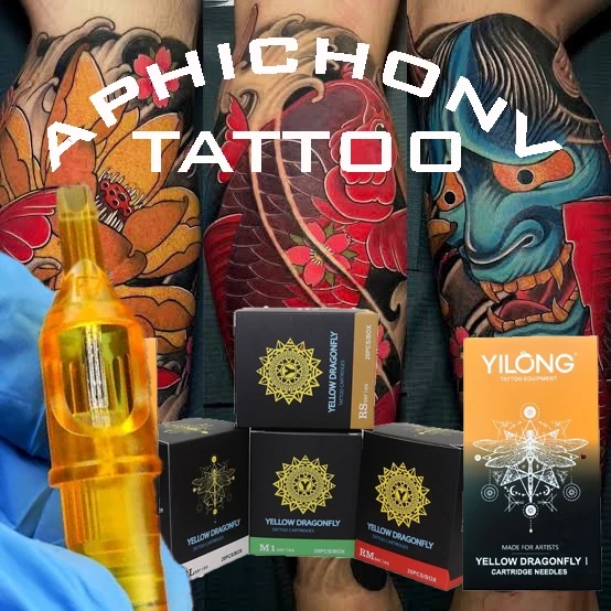 Tattoo (ก่อนสั่งเก็บคูปองส่งฟรี) เข็มสักลายฮอค แบ่งขายปลีก ราคาถูก Yellow Dragonfly ฮอก เหลืองดราก้อนฟลาย