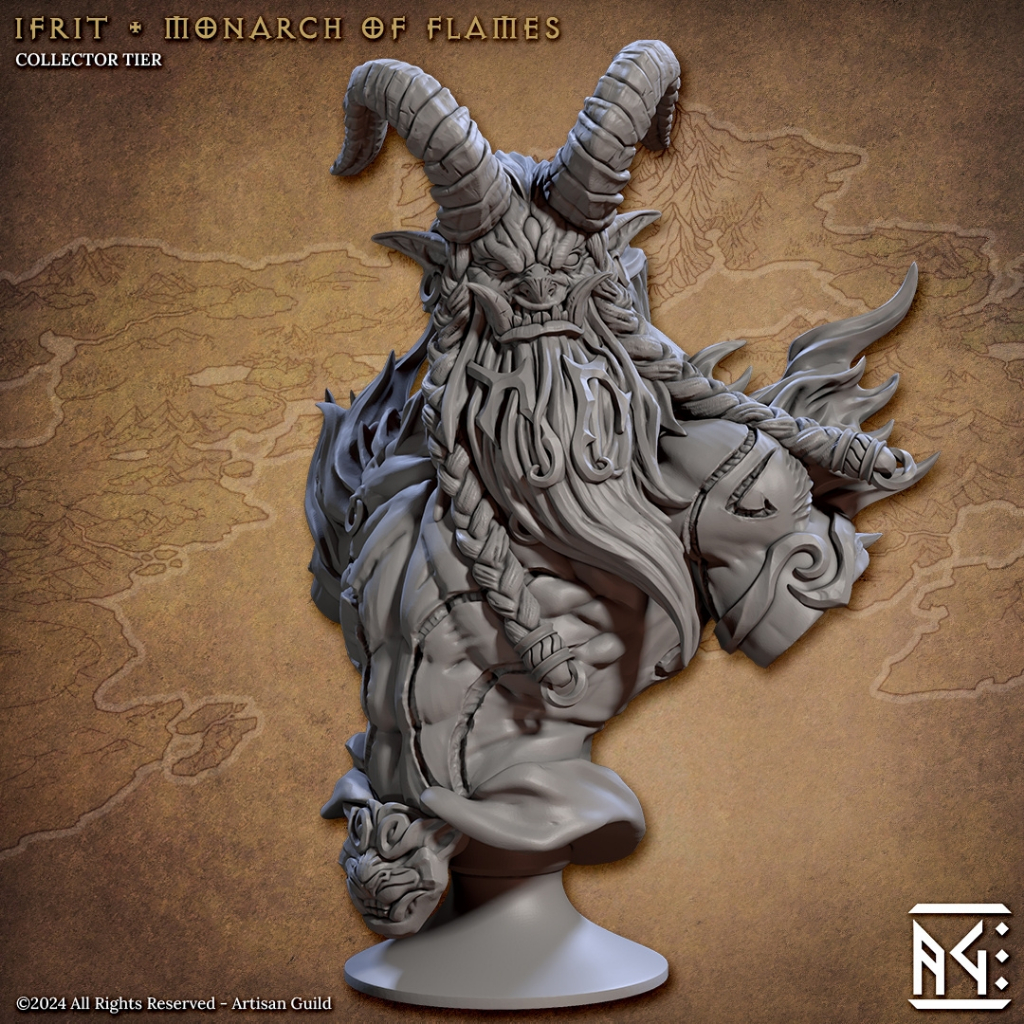 Ifrit (Bust) - Raid at the Temple of Ifrit Epic Boss - Elemental Genie Efreet Fiend Giant / 3D print
