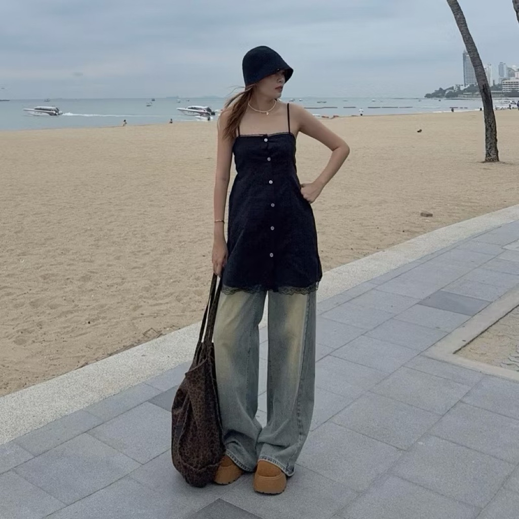 (19dec) มินิเดรสสีดำ มือ2 ดีเทลลูกไม้