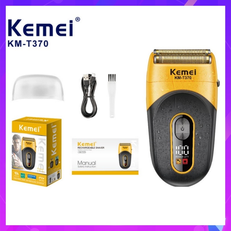 ปัตตาเลี่ยน เครื่องโกนหนวด ไฟฟ้าไร้สาย แข็งแรง ทนทาน KM T370 รุ่นใหม่ล่าสุด คละสี
