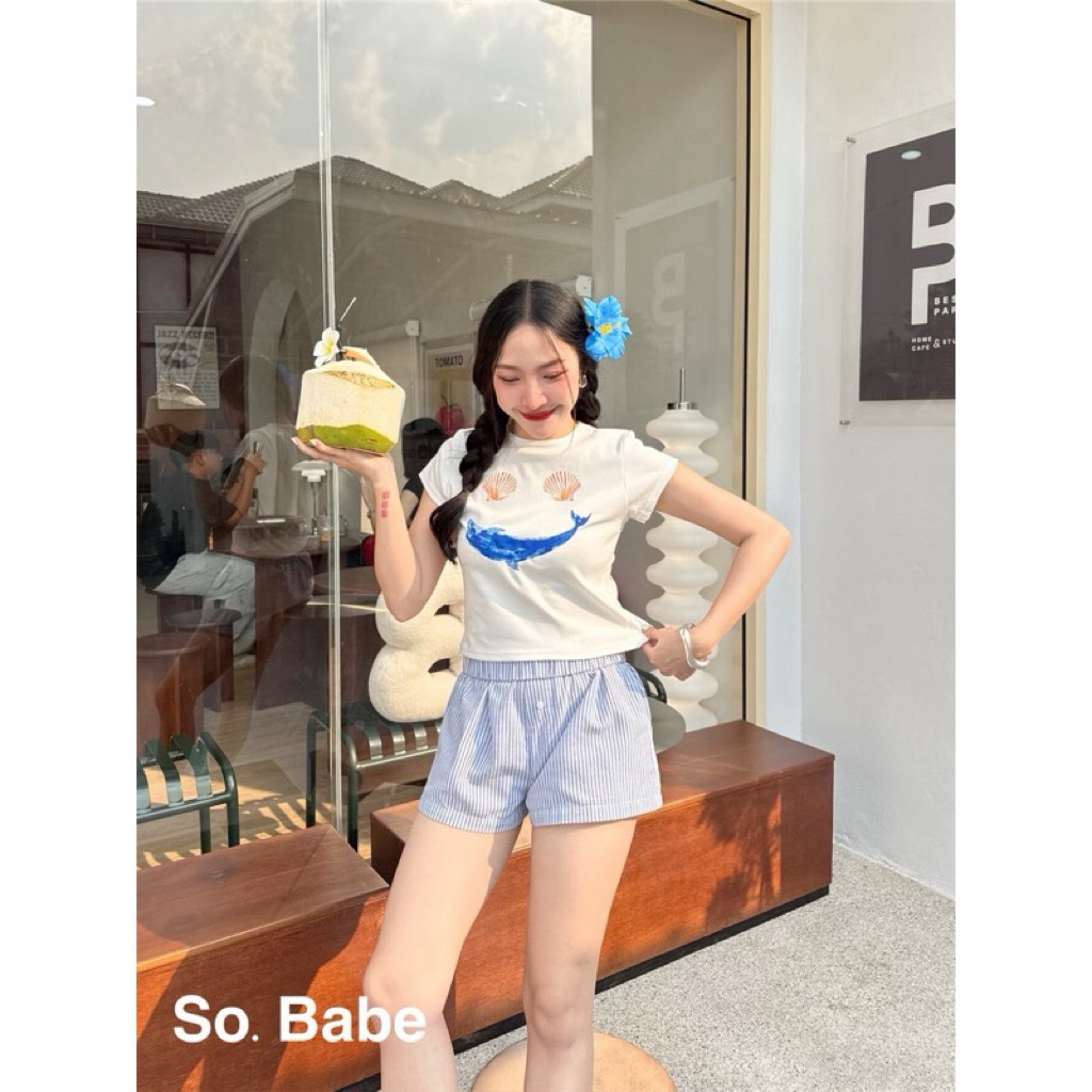 เสื้อยืดbaby tee ป้าย so babe พร้อมส่ง