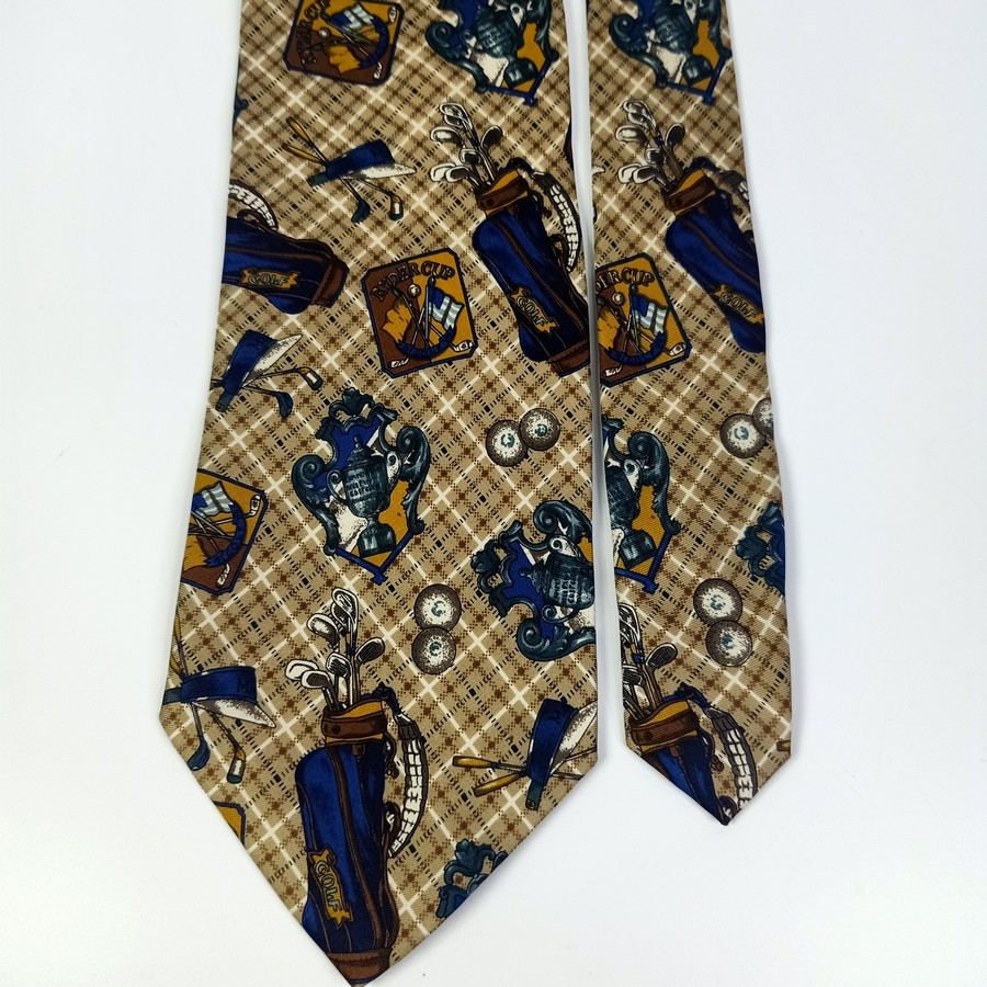 เนคไท ลายถุงกอล์ฟ PAOLO ROSSINI Men's Necktie Golf Ryder Cup Print Handmade in Italy