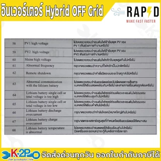 RAPD อินเวอร์เตอร์ HYBRID OFF GRID รุ่น 12V-1800W / 24V-3300W / 24V-4300W / 48V-6300W / 48V-12300W สินค้าแบรนด์ไทย