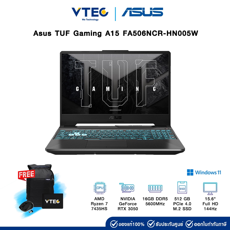 Asus TUF Gaming A15 FA506NCR-HN005W | Ryzen 7 7435HS | RTX3050 | 16GB DDR5 | 512GB M.2 | 15.6" 144Hz