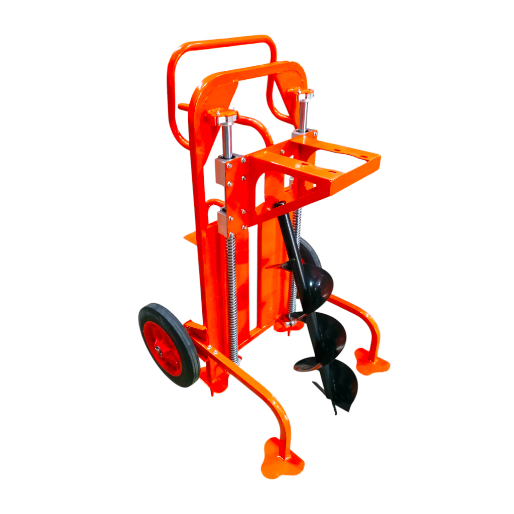 โครงเครื่องเจาะดิน เครื่องขุดหลุม ขุดดิน 2 ล้อ สำหรับเครื่องยนต์ 2 จังหวะ พร้อมดอกเจาะ