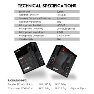 FANTECH หูฟังเกมมิ่ง ระบบ 7.1 Headset Gaming มีไมโครโฟน ไฟ RGB รอบหูฟัง สำหรับเกมแนว FPS,RTS,MOB รุ่น HG25