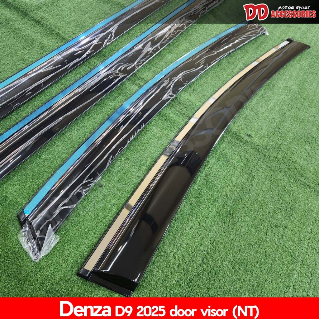 กันสาด Denza D9 2024-2026 สีดำตัดคิ้วโครเมียม ครบชุด