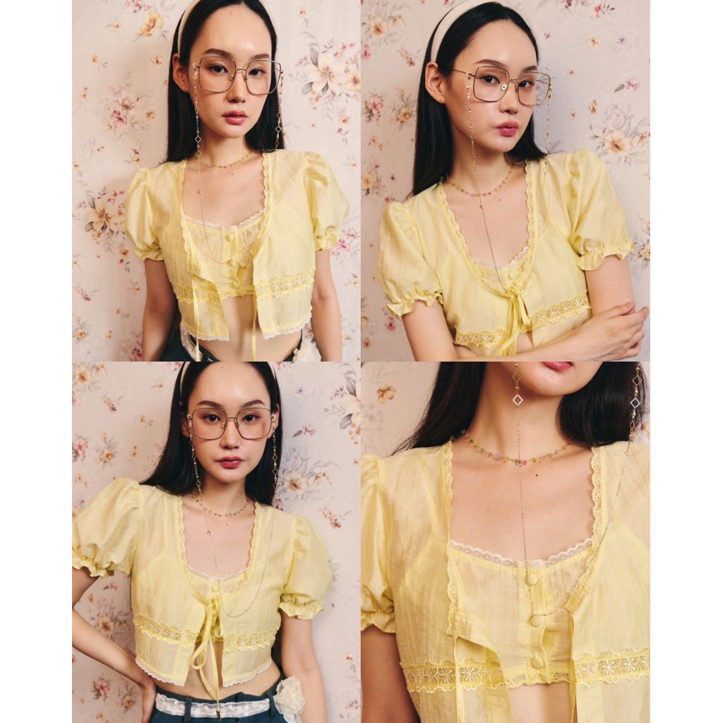MIKALE LACE YLLOW TOP เสื้อลูกไม้แขนตุ๊กตา