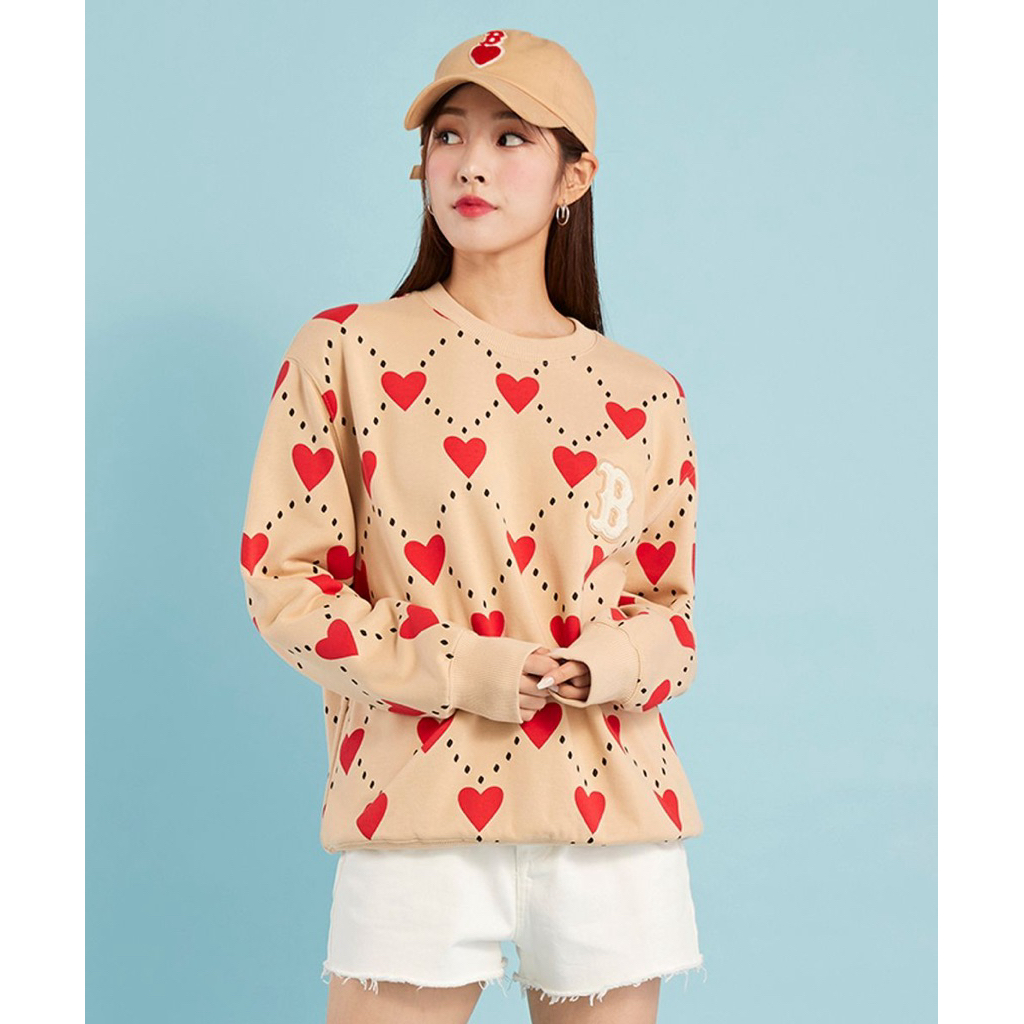 เสื้อสเวตเตอร์แขนยาว ลายหัวใจสีแดง แบรนด์  MBL