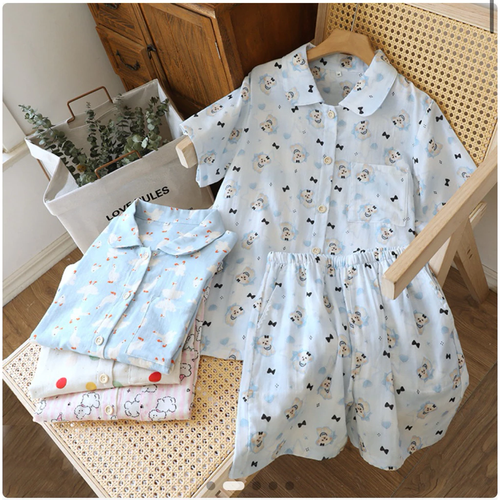 ชุดนอนผ้าCottonญี่ปุ่นสี่ลายคิ้วว์ Low Stock ผ้านุ่มมากใส่สบายสุดๆ
