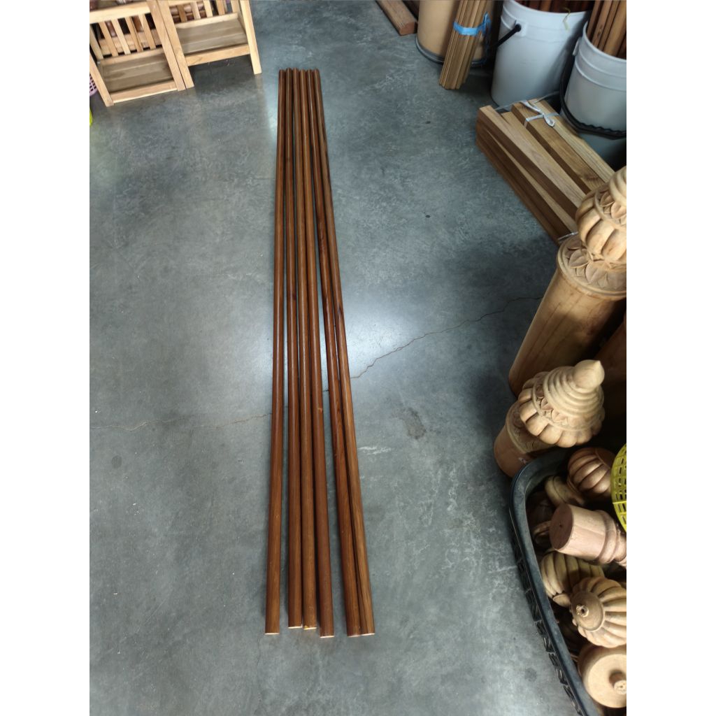 ราวผ้าม่านไม้สัก รางม่าน ระแนงกลม งานDIY กลม 1 นิ้ว ยาว​ รูปที่ 3